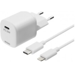 Deltaco Wall Charger, Usb-c, Pd 20w, C To Light. 1m - Oplader