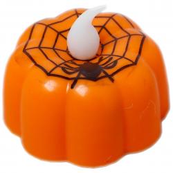Muto Halloween Græskar med edderkoppespind 4,5 cm LED-lys - Led-lys
