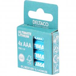 Deltaco Ultimate Lithium Batteries, 1.5v, Lr03/aaa Size, 4-pack - Batteri