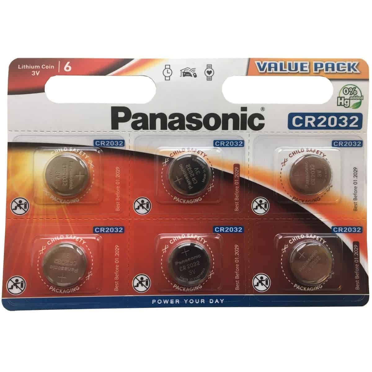 snatch Seraph perler Panasonic CR2032 3V Lithium Knapbatteri 6 stk. - Køb billigt her